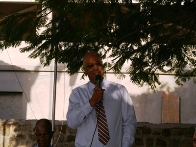Premier of Nevis, Hon. Joseph Parry making brief remarks at NHCS ceremony