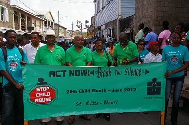Premier of Nevis, Hon. Joseph W. Parry with Nevis Island Cabinet members leading the Child Month March