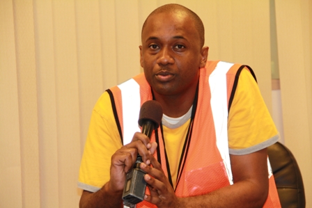 Fire Sub Officer attached to the Newcastle Fire Station and Fire and Rescue Executive Coordinator in the St. Kitts and Nevis Fire and Rescue Services Mr. Adbias Samuel who masterminded the simulation exercise at the Airport in Newcastle