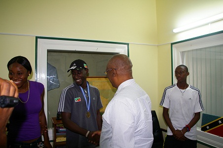 Premier of Nevis, Hon. Joseph Parry and Nevis Sportsman of the Year, Mr. Adrian Williams