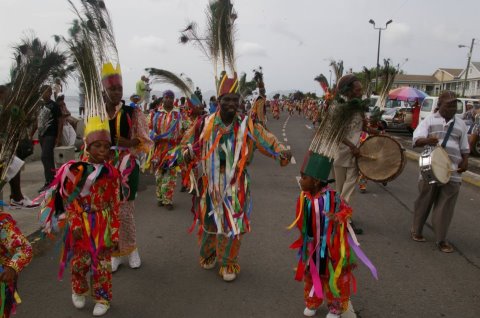 Masqueraders during the Parade of troupes