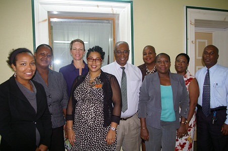 Premier of Nevis, Hon. Joseph Parry along with the delegation from the United States Embassy (Barbados), members of the Nevis Community Affairs Department and Barbados-based organization officers