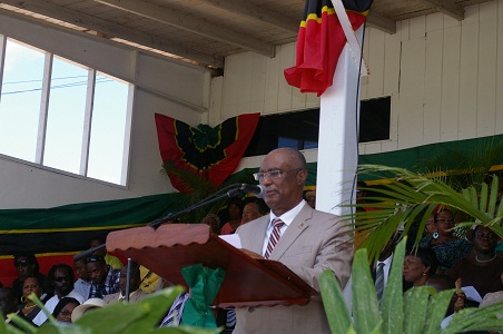 Premier of Nevis, Hon. Joseph Parry delivering his address during the 29th Independence Ceremony