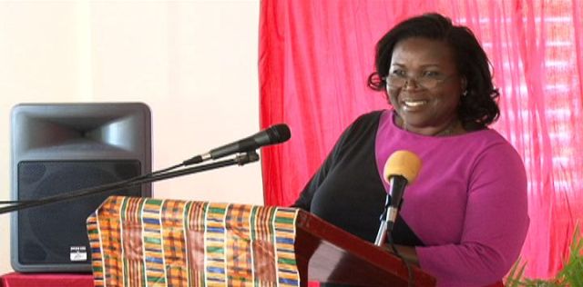 Permanent Secretary in the Ministry of Education Lornette Queeley-Connor delivering remarks at the launch of the pilot Education Community Service Initiative at the Charlestown Primary School cafeteria on March 17, 2014