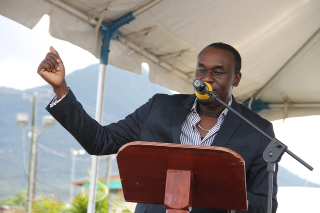 Chairman and CEO of TEMPO Networks, LLC Frederick Morton Jr. announcing the network’s partnership with the Nevis Island Administration’s Ministry of Agriculture at the 20th Annual Agriculture Open Day hosted at the Charlestown Villa Grounds on March 27, 2014