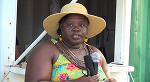 Junior Minister responsible for Sports on Nevis Hon. Hazel Brandy-Williams at the St. James Raceway on September 21, 2014