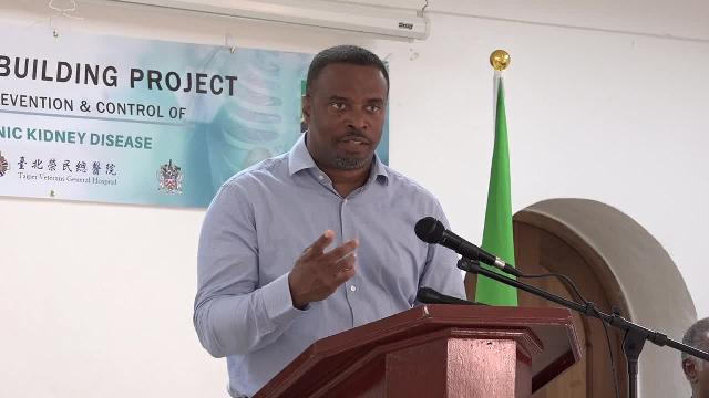 Hon. Mark Brantley, Deputy Premier of Nevis and Minister of Health delivering remarks at the opening ceremony for the Workshop for the Prevention and Control of Chronic Kidney Disease at the St. Paul’s Anglican Church Hall on November 07, 2017
