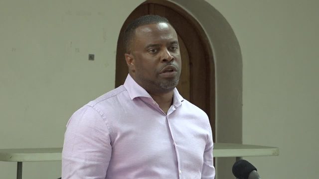 Hon. Mark Brantley, Premier of Nevis and Minister of Finance addressing Financial Service Providers at the Paul’s Anglican Conference Hall on April 11, 2018