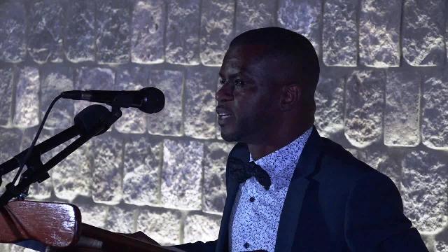 Mr. Quincy Prentice, Director of the Information Technology Department on Nevis delivering remarks at the Department’s 2nd annual Delta Dinner at Golden Rock Hotel on May 05, 2018