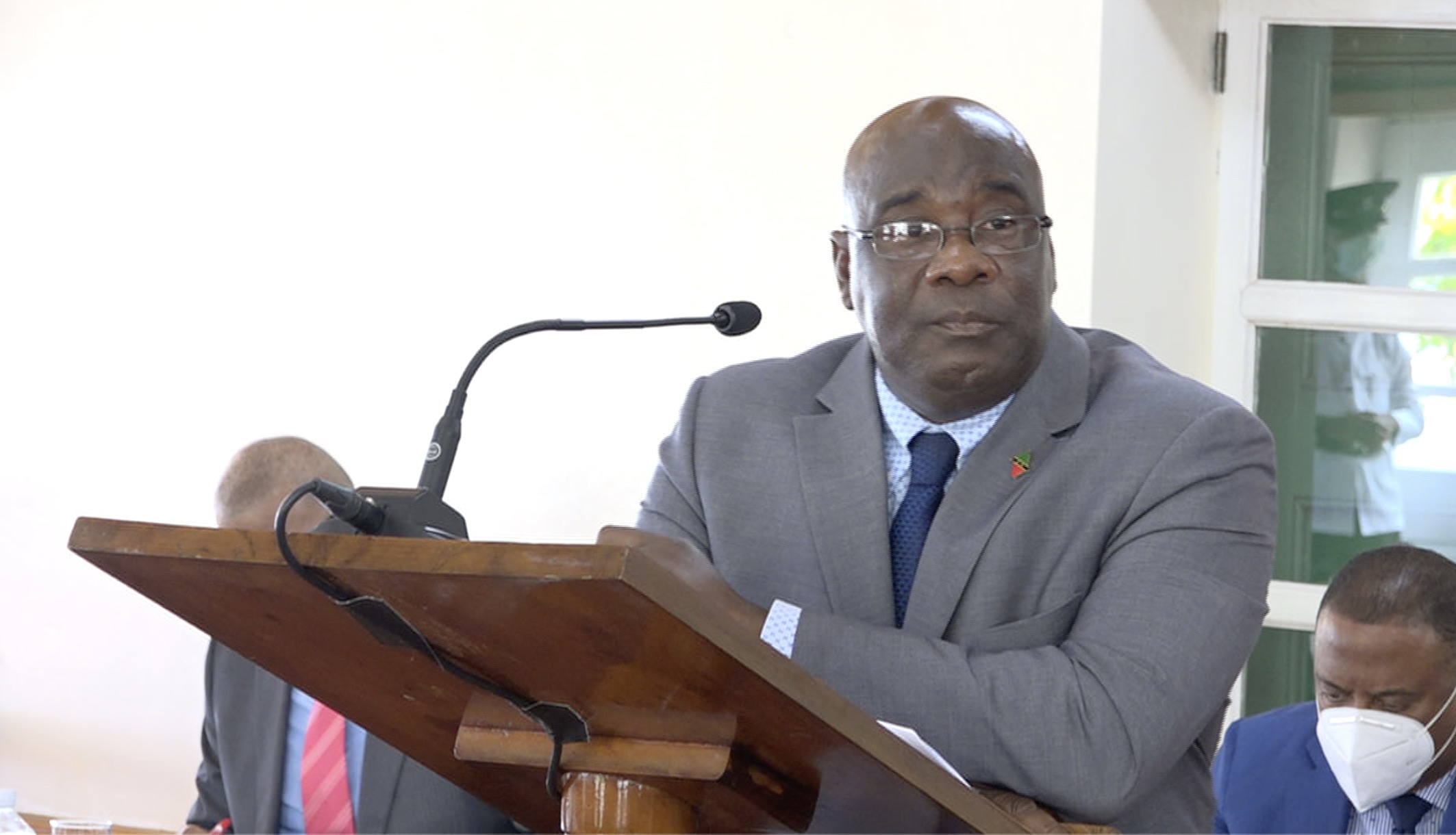 Hon. Alexis Jeffers, Deputy Premier of Nevis and Minister of Agriculture making his presentation at a sitting of the Nevis Island Assembly on July 02, 2020